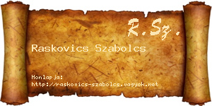 Raskovics Szabolcs névjegykártya